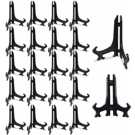 VURAHOME - 5 inch Plastique Transparent Chevalets 20 PCS Plastique Noir Chevalets Supports D'assiette pour Les Mariages. Décoration de La Maison. Anniversaires. des Tables