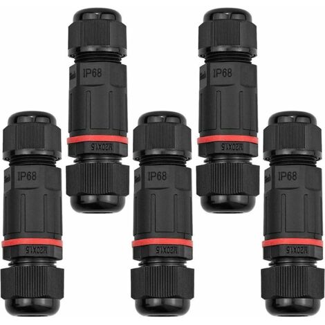 VURAHOME - 5 Pcs Boîte de Derivation Étanche, Connecteur Électrique Éxterieur IP68, Connecteurs Boîtier et Câble Électrique Extérieur Ø 1-13mm - Noir