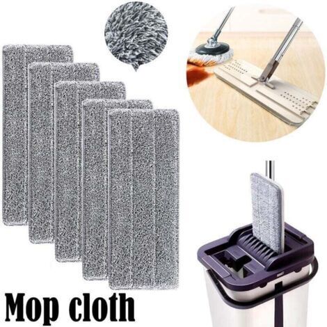 VURAHOME - 5 pièces Serpillères en Microfibre pour Balai Lave-Sol Housse de Nettoyage de , XU,Rechange La Tête de Ménage de Vadrouille pour Balai Plat Lingettes de Nettoyage 33x12mm -