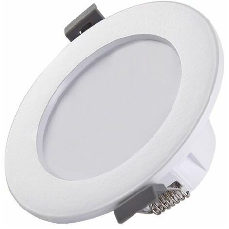 VURAHOME -5 spots LED pour salle de bain, IP44 ultra-plat 25mm, Ø85mm, blanc, plafonnier encastré, panneau LED 5W, 460Lm, blanc neutre 4000K—