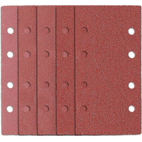 VURAHOME - 50 Pièces Papier Abrasif pour Ponceuse Rectangulaire 185 x 93mm, 8 Trous Feuilles Abrasives Delta Pour Ponçage, Grain 40 60 80 120 180 en Oxyde d'Aluminium pour Poncer/Polir avec Ponceuses 