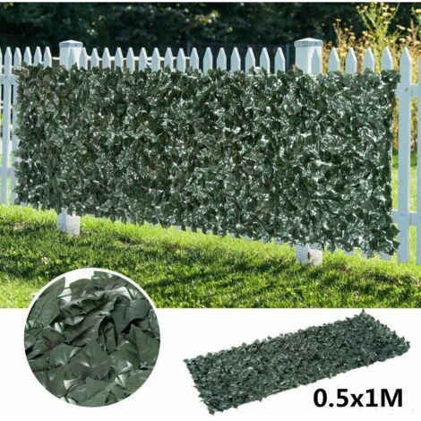 VURAHOME -50100CM Brise Vue Cloture Feuille Verte Artificielle Couverture de Panneaux