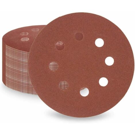 VURAHOME - 50pcs Feuilles abrasives 240 Grits, 125mm 5 pouces 8 trous Disques abrasifs pour ponceuse orbitale et tous les outils oscillants (240 x 50pcs)
