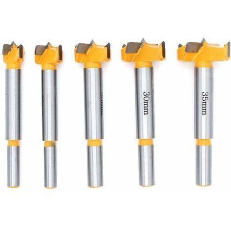 VURAHOME - 5pièce Mèches Bois Aiguisé, 15mm, 20mm, 25mm, 30mm, 35mm L'installation de Portes Sphériques Bois, Tiroirs, Drill Bits pour Faire des Trous Propres à Fond Plat Dans le Bois
