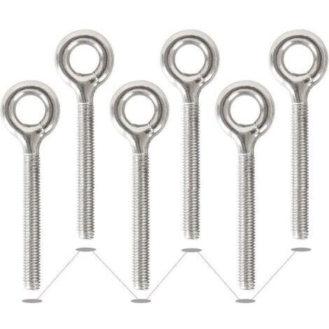 VURAHOME - 6 Pack M10 304 Anneaux en Acier Inoxydable Soudés Fermés Boulons à Oeil de Tige Filetée Résistant à La Corrosion-Vis à œil
