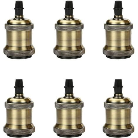 VURAHOME -6 Pcs Vintage E27 Douille de Lampe, Edison Retro Douille Suspension Lampe Adaptateur Laiton Vintage Socket