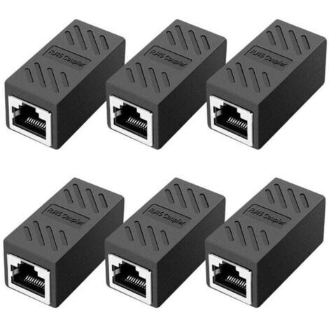 VURAHOME - 6 Pièces Coupleur RJ45, XU, Coupleur Réseau, Connecteurs Ethernet, Coupleur en Ligne Blindé pour Connecteur D'extension de Câble Ethernet Cat7/Cat6/Cat5e/Cat5-Femelle à Femelle -