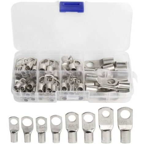 VURAHOME - 60 Pcs Cosses Électrique Trou boulon en Cuivre Étamé Connecteurs SC à sertir/souder pour câble de 6m㎡ 8m㎡ 10m㎡ 16m㎡ 25m㎡..