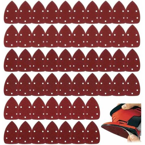 VURAHOME - 60 Pcs Ponceuse Papier Abrasif Papier de Verre Triangles Abrasifs Ponceuse à Souris Grincements Abrasives Crochet et Boucle d’assorties 40, 60, 80, 100, 120, 150, 180, 240, 320, 400