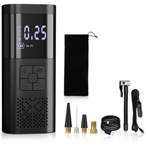 VURAHOME - 6000mAh Mini Compresseur à Air Portatif, 150PSI Pompe Velo Electrique avec écran LCD Numérique, Gonfleur Electrique Pneu sans Fil avec Lampe LED pour Voiture, Velo, Moto, Trotinette, VTT