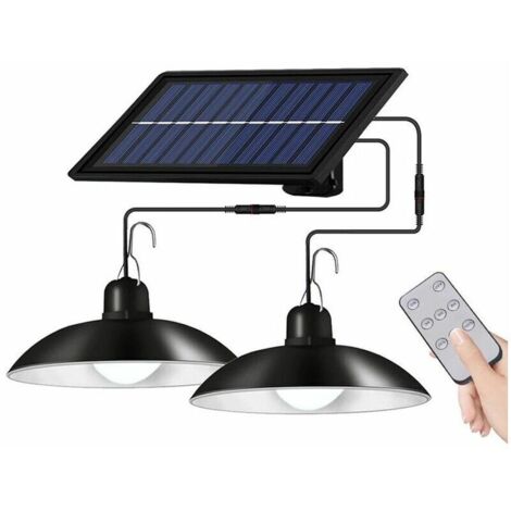 VURAHOME - 60LED Télécommande Lustre Solaire Double Tête (Lumière Chaude) Réverbère Intérieur Extérieur avec Télécommande