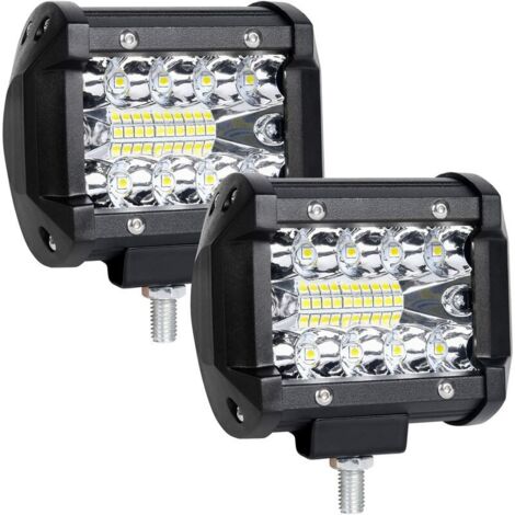 VURAHOME - 60W Projecteur de Travail à LED, Lampe de Conduite de Bateau de Route Antibrouillard d'inondation, 2Pcs Phare à Lumière Longue Portée Conducteur de Véhicule Tout-terrain Cabine de Bateau
