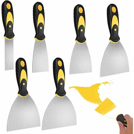 VURAHOME - 6PCS Inoxydable Couteau à Enduire,Couteau à Enduire,Couteaux à Mastic,Grattoirs à Mastic,Grattoirs Spatules,Spatule de Platrier,Kit d'outils de couteau à mastic,Outil spatule en acier inoxy