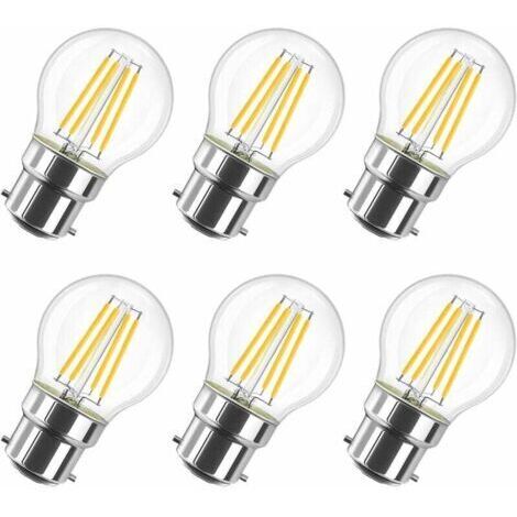 VURAHOME - 6W Ampoule LED Filament à Bayonnate G45 B22, 2700K Blanc Chaud, 806Lm, Ampoule Vintage, Non-Dimmable, Lot de 6 [Classe énergétique D]