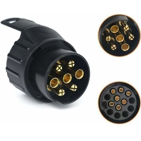 VURAHOME - 7/13 Adaptateur Prise Remorque 7 vers 13 Broches Connecteur Fiche Attelage 7 Pole a 13 Pin pour Remorque de Voiture, Tracteur, Caravane, Porte-vélo..
