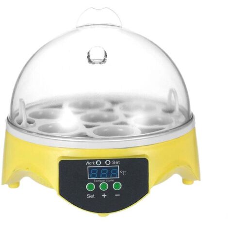 VURAHOME -7 Oeufs Mini Incubateur d'Oeufs Numérique Hatcher Oeufs Transparents Machine à Couver Contrôle Automatique de la Température pour Poulet Canard Oeufs d'Oiseau AC220V