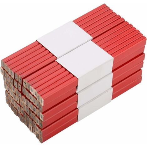 VURAHOME -72Pcs 175mm Crayon de Charpentier octogonaux Rouge Crayon octogonal à bois Crayon charpentier Carpenter Pencil Crayon de menuisier en plomb dur Crayon de menuisier en plomb noir