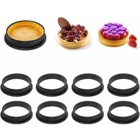 VURAHOME -8 PCS Moule à Gateau Perforé Cutter Forme Ronde Mousse Cercle Anneau,ercle tartelette,Moule perforé La Décoration de Gâteau