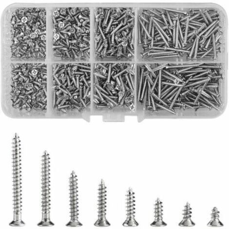 VURAHOME -800Pcs M2 Vis Autotaraudeuse en Acier Carbone, Vis à Tête Plate Ronde, Vis Autoforeuse Métal, Vis à Tête Fraisée, Vis à Bois Auto-perceuses Pour Fixation de Tôle Matériel électronique Machin
