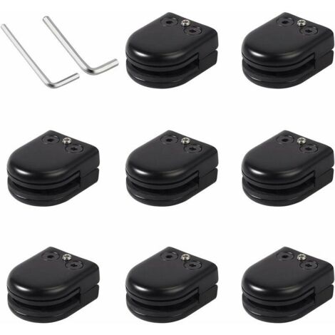 VURAHOME - 8pcs Pince de Verre 8-10mm en Acier Inoxydable Porte-Verre Clip en Verre Support en Verre Réglable Connexion Arrière Plate pour Balustrade Salle de Bain Escalier Fenêtre