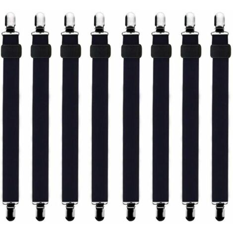 VURAHOME - 8Pcs Tendeur Drap Housse Lit Drap Réglable, Tendeurs de Maintien, Convient à Tous Lits et Matelas, noir