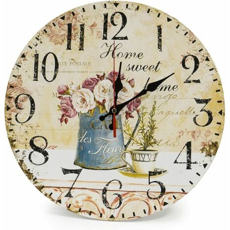 VURAHOME - Accueil Horloge murale en bois de 12 pouces/30 cm, horloge de cuisine de style maison de campagne, silencieuse, anti-ticking pour la cuisine, le bureau à domicile, le salon et la chambre