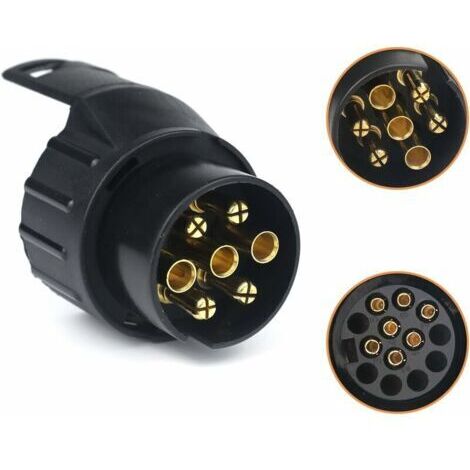 VURAHOME - Adaptateur prise remorque 7 vers 13 broches – Connecteur 7 pôles à 13 pins – Compatible remorque standard européenne – Matériau ABS et cuivre