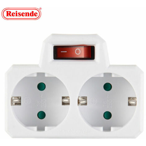 VURAHOME - Adapteur Fiche Multiprise Biplite avec Interrupteur 2 Prise 16A, Blanc