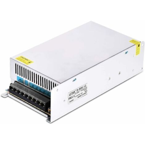VURAHOME - Alimentation CC 12V 50A AC 96V-240V Convertisseur Adaptateur CC Alimentation à découpage régulée universelle Alimentation LED 12V 600W pour bande LED, vidéosurveillance, radio, projet infor