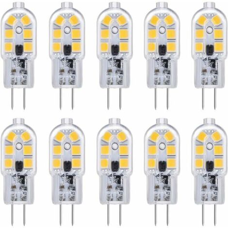 VURAHOME - Ampoule G4 LED 12V 2W Blanc Froid 6000K, 200LM, Équivalent Halogène G4 Bi-pin 10W 20W, LED Lampe G4 12V AC/DC pour Camping Car/Hotte Cuisine, non-dimmable, lot de 10