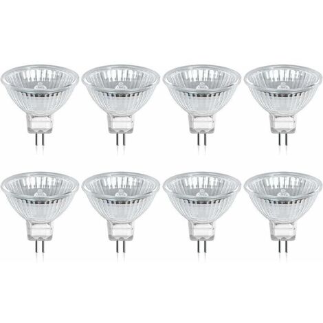 VURAHOME -Ampoule Halogène GU5.3 MR16 35W 12V Blanc Chaud 2800K Dimmable, Couvercle en Verre 400 Lumens 2 Broches Spot de Remplacement, Paquet de 8