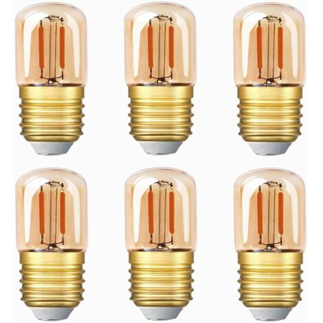 VURAHOME - Ampoule LED tubulaire GW T28 Edison Ampoule à filament LED E27 Base à vis 2200K Ampoule chaude pour décorative non dimmable (verre ambré) 6 Pack