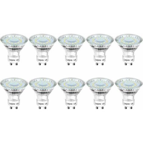 VURAHOME - Ampoules LED GU10 de 4W équivalentes à 50W d'ampoules halogènes, éclairage blanc froid de 5000K, luminosité de 325lm avec un angle de faisceau large de 110°. Lot de 10 ampoules LED spot.