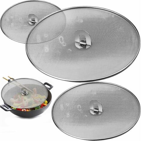 VURAHOME -Anti-Éclaboussures Couvercle Couvercle Anti Projection en Acier Inoxydable 33cm 29 cm 25cm pour Poêle à Frire de Cuisine Crédence de cuisine