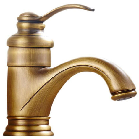 VURAHOME - Antique Retro Robinet De Bain Bassin Européen Chaud Et Froid Lavabo De La Salle De Bains Mitigeur en Bronze Finition Cruches Vintage Spray Dessin Balcon Bar Toilettes Lave-Mains Robinet d'e