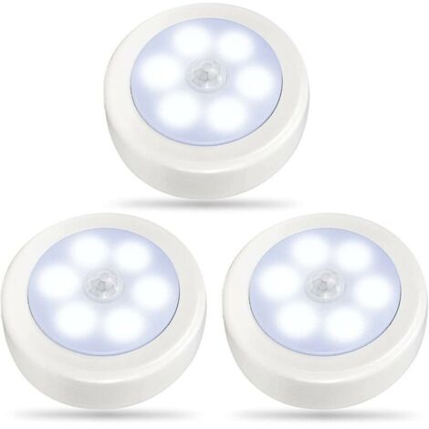 VURAHOME -Applique solaire Lot de 3 détecteurs de mouvement pour l'intérieur, éclairage de placard LED, veilleuse alimentée par batterie, éclairage d'armoire à piles, lampe murale sans fil compatible 