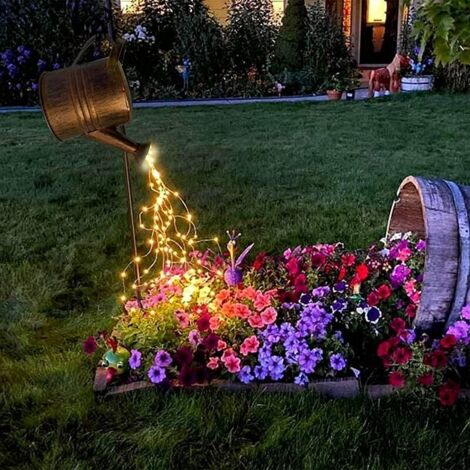 VURAHOME - Arrosoir décoratif pour jardin - Lampes de douche extérieures - Sculptures étanches - Accessoires ornement étoile solaire LED fil de cuivre - Lampe décorative à suspendre (avec support)
