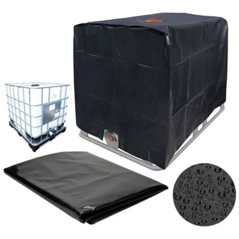 VURAHOME - Bâche Couverture Réservoir IBC, Bâche De Protection en Tissu Oxford 210D pour Conteneur IBC 1000L, Housse De Protection IBC Étanche, Couvercle De Réservoir d'eau, 120X100X116cm (Noir)