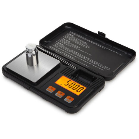 VURAHOME - Balance de Cuisine, 50g/0.001g Balance de Poche Numérique, Balances Alimentaires de Précision 0,001 g, avec Étalonnage Poids 50g, Pince à Épiler, Fonction de Tare, LCD Rétroéclairé
