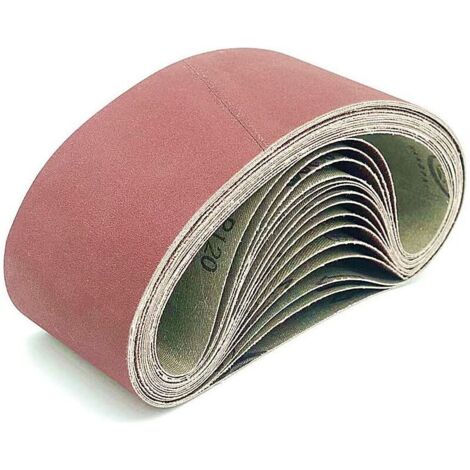 VURAHOME -Bande abrasive,100x610MM Bande abrasive de polissage d'alumine, métal,du bois3x 40/80/120/180/320Ensemble de Bandes Abrasives,pour ponceuses à bande(15 pièces)，