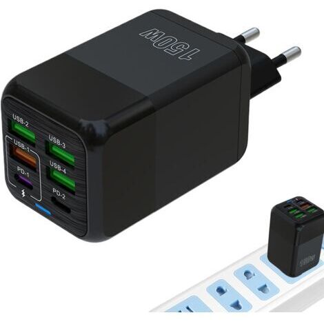 VURAHOME - Bloc de Chargeur, Station de Recharge - Hub de Charge Rapide avec Plusieurs Ports,Hub de Chargement multiport pour Chargeur d'ordinateur Portable, Chargeur Mural Rapide à 6 Ports pour Les t