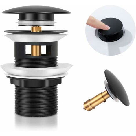 VURAHOME - Bonde de Lavabo Pop Up Noir Universelle, Système de Vidage Bonde de Vidage avec Trop-plein, pour Lavabo H253