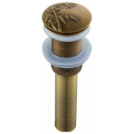 VURAHOME - Bonde de Vidage Lavabo Automatique Push Open pour Lavabo ,Bouchon de vidage en Laiton Antique Clic-clac Pop-up Sans Trop-plein ,Système de Vidage Accessoire de Salle de Bain Universel,