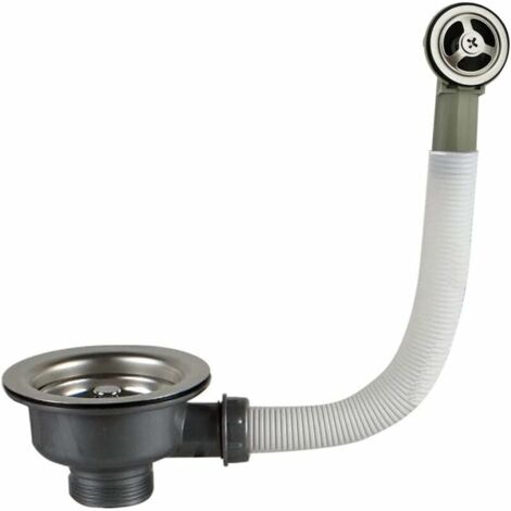 VURAHOME - Bonde d'évier avec trop plein panier inox 114 mm 1½, Acier inoxydable + ABS, Bonde + Panier