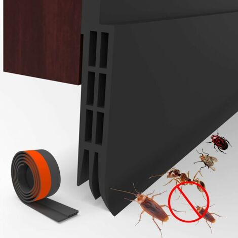 VURAHOME - Boudin de porte isolant froid - Bande de scellement - Bourrelet de porte entrée - Bande adhésive isolante acustique - Contre lumière, air, bruit, insectes((5 cm de largeur hors tout) noir 0