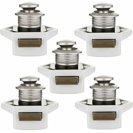 VURAHOME - Bouton poussoir verrou 5pcs blanc 20mm - Fermeture armoire/tiroir - Maison/RV/caravane - Sans clé, loquet meuble - Propriétaires