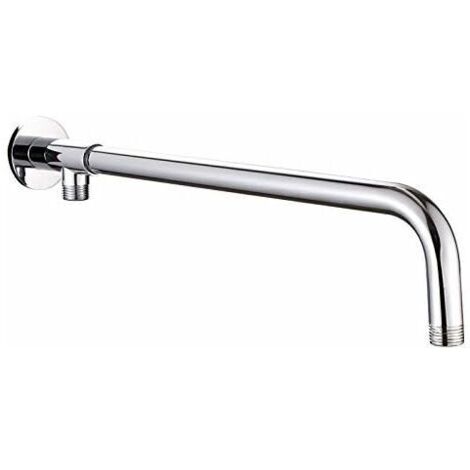 VURAHOME - Bras de pommeau de douche en acier inoxydable avec support en cuivre argenté et chrome poli pour pommeau de douche à effet pluie Livré