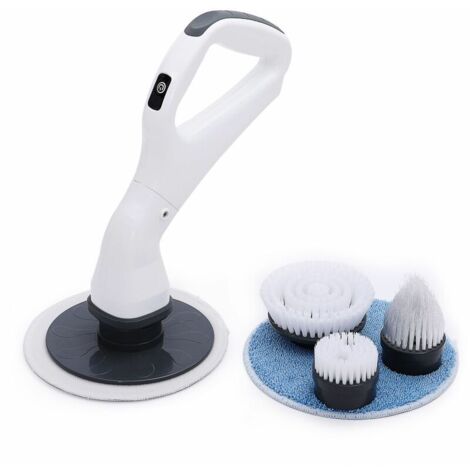 VURAHOME - Brosse Rotative Nettoyage Salle de Bain Kit de Brosse Electrique Nettoyage Portable Sans Fil Rechargeable avec 4 têtes Remplaçables pour Cuisine, Baignoire, Carrelage, évier, Mur, Fenêtre
