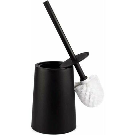 VURAHOME - Brosse WC Noir Mat Brosse Toilette Noire Balai Toilette WC avec Couvercle brosses WC et Supports Long Manche balayette WC Plastique,Noir