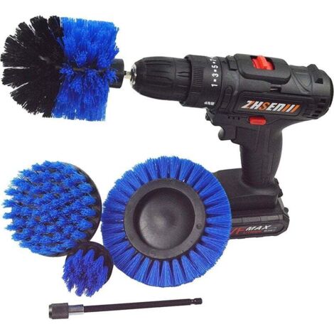VURAHOME - Brosses pour Perceuse 5 pièces, 4 sans Fil Power Scrubber Brosse de Nettoyage pour Perceuse avec 1 Rallonge pour Salle de Bain, Cuisine, Sol, Carreaux et Voiture (Bleu)